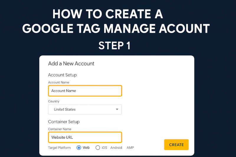 הגדרת חשבון Google Tag Manager