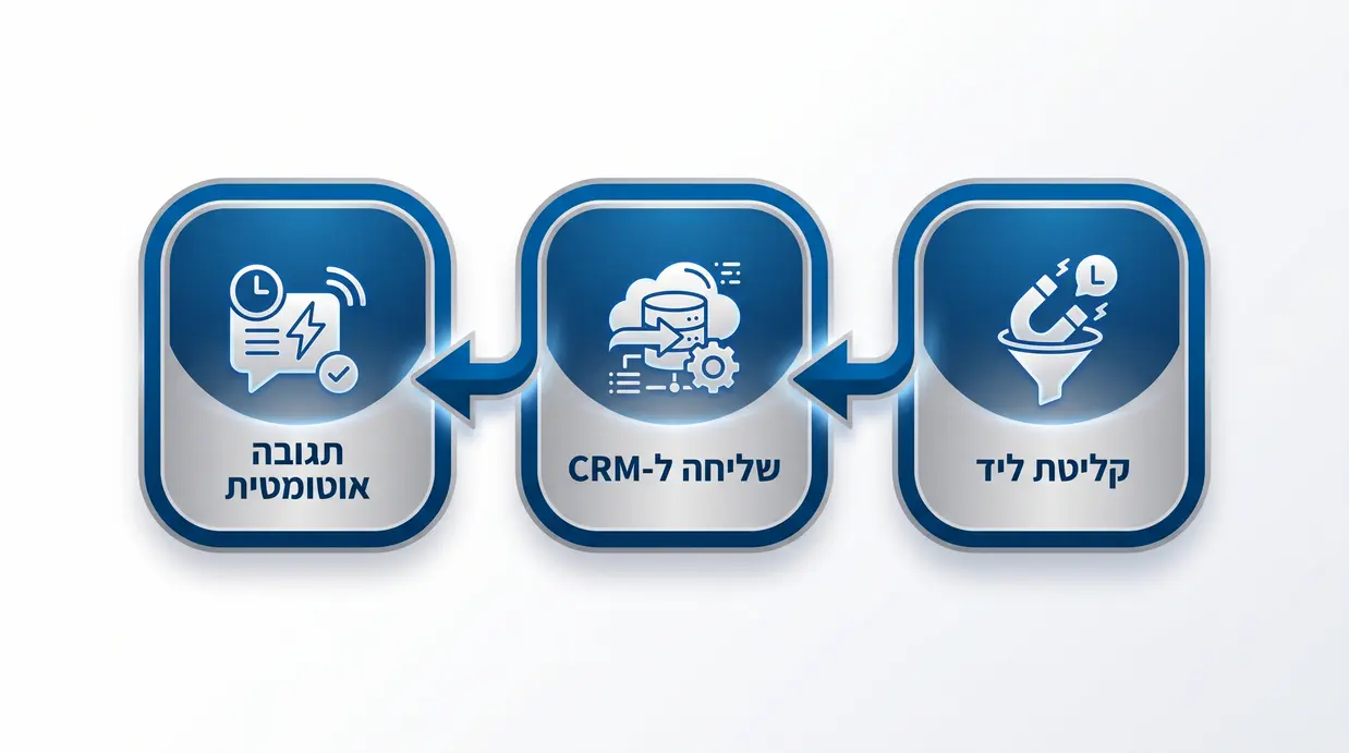 תרשים זרימה של תהליך אוטומטי מקליטת ליד ועד תגובה אוטומטית