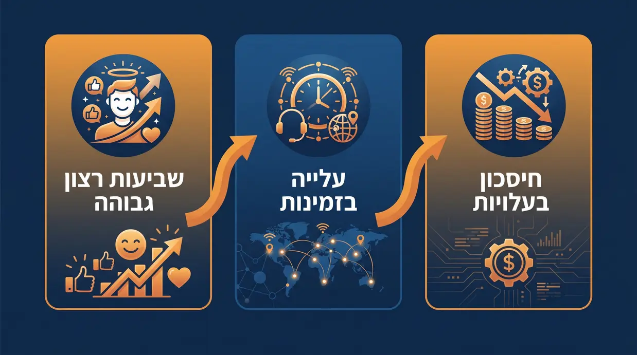אינפוגרפיקה המציגה ירידה בעלויות תפעול ועלייה בזמינות השירות