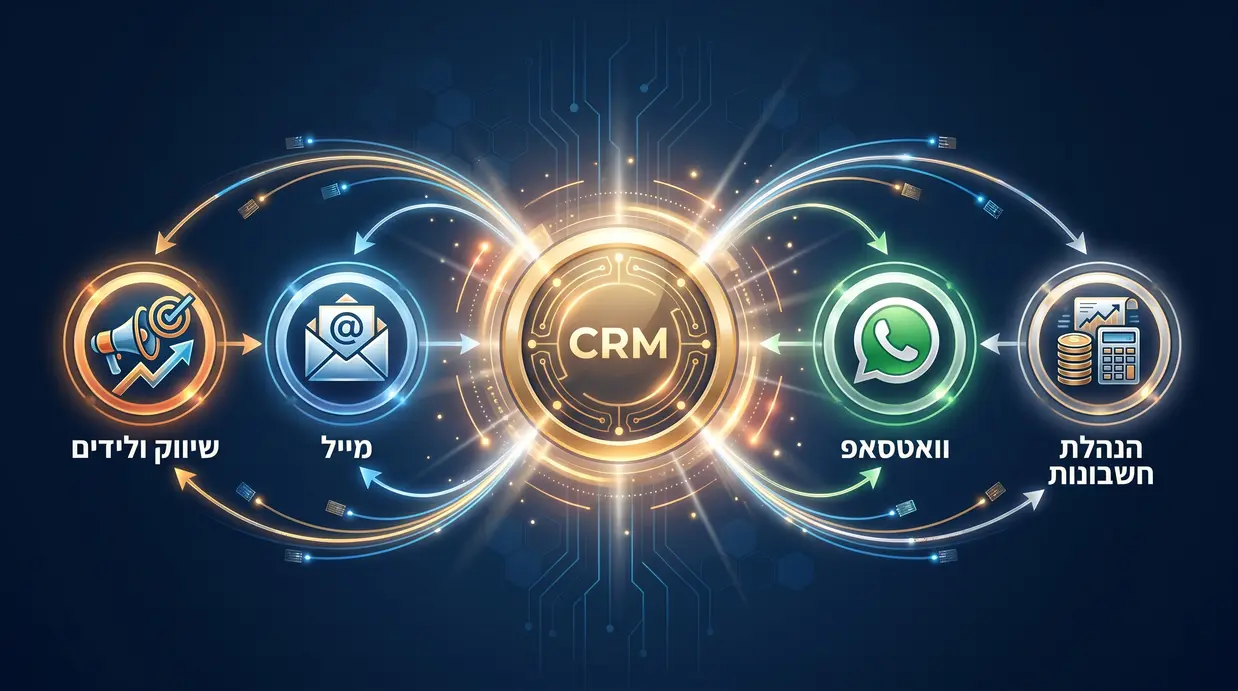 תרשים אינטגרציות בין מערכת CRM למערכות עסקיות אחרות