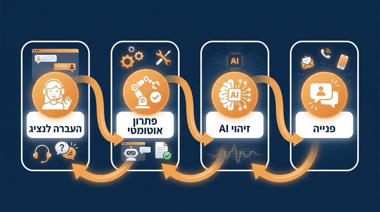תרשים זרימה המציג את מסלול הלקוח בתהליך שירות אוטומטי