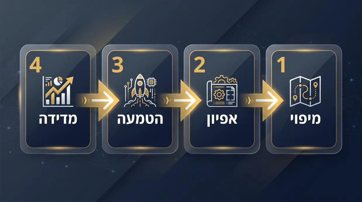תרשים שלבי הטמעת אוטומציה בעסק קטן בעברית