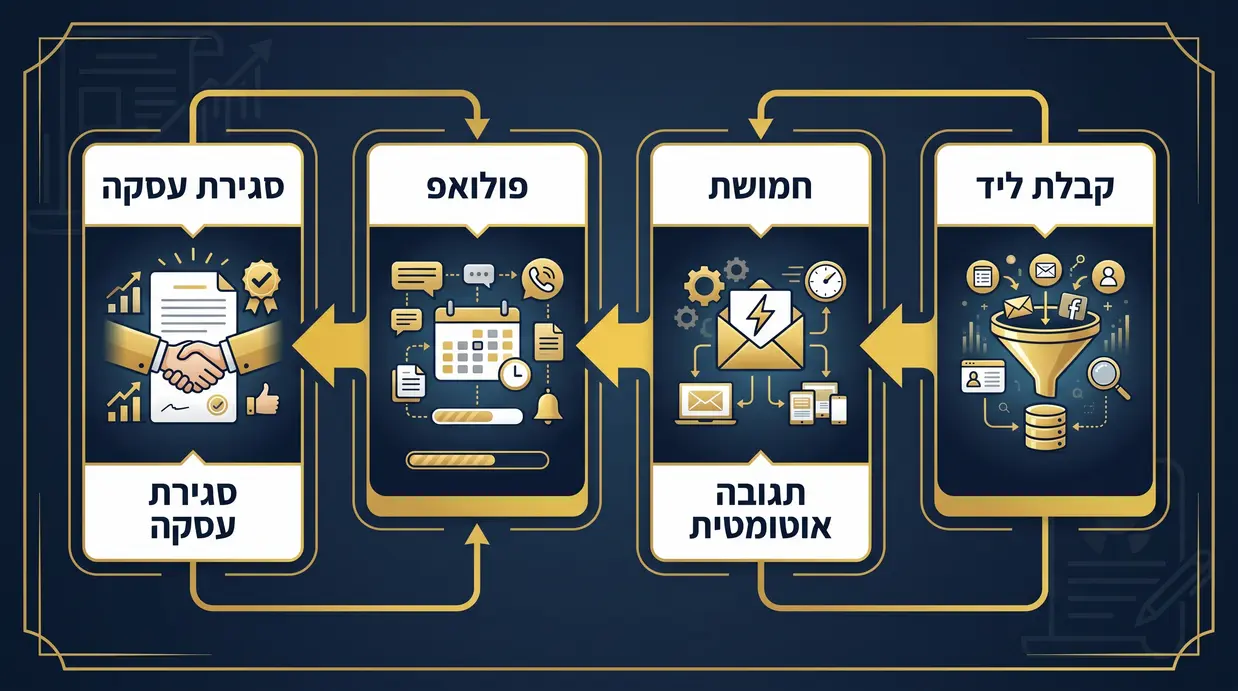 תרשים זרימה של תהליך ניהול ליד אוטומטי במשרד פרסום