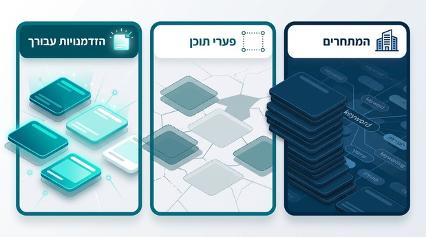 אינפוגרפיקה המשווה בין תוכן המתחרים לבין פערי תוכן והזדמנויות חדשות לעסק